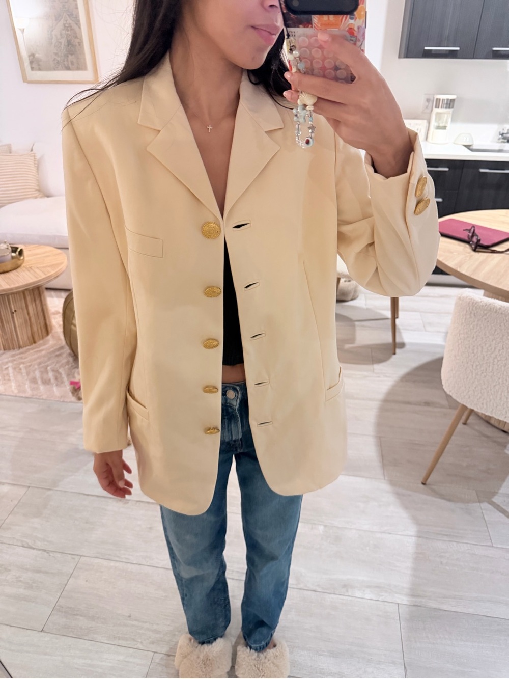 Versace Cream Blazer with Gold Buttons